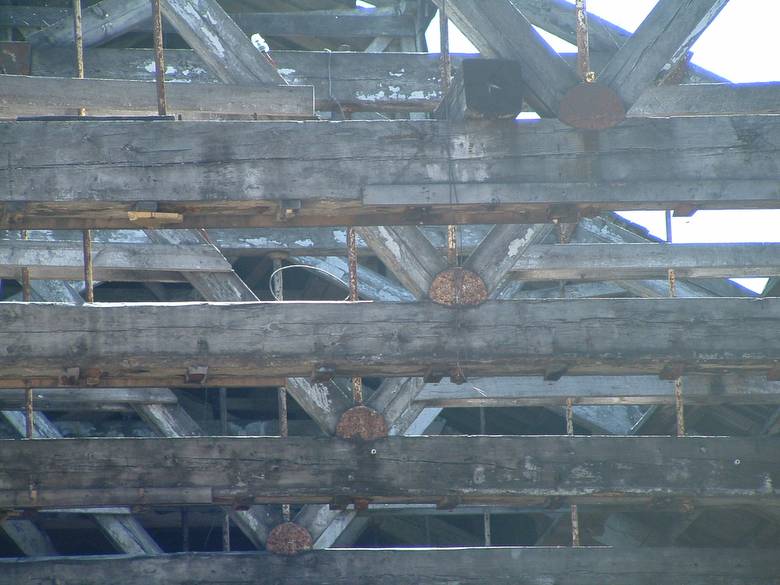 Railroad Warehouse Trusses / The bottom cords of these trusses are 12x14x40--lightly hewn